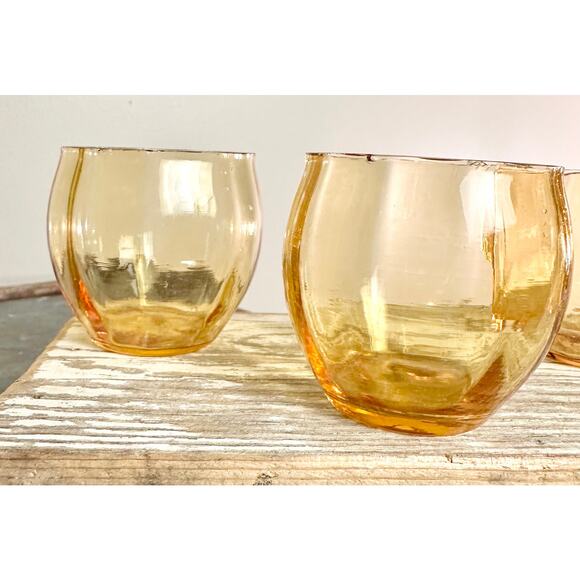 Gold Vintage Roly Poly Rocks Set of 5 Glasses - Picture 5 of 8